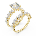 Modern 10K Yellow Gold Lab Grown Asscher Cut Two Piece Bridal Ring Set
