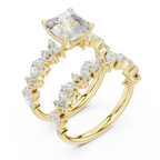 Modern 10K Yellow Gold Lab Grown Asscher Cut Two Piece Bridal Ring Set