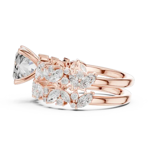 Modern 10K Yellow Gold Lab Grown Asscher Cut Two Piece Bridal Ring Set