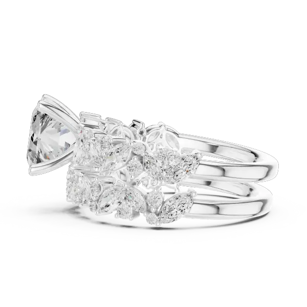 Modern 10K Yellow Gold Lab Grown Asscher Cut Two Piece Bridal Ring Set