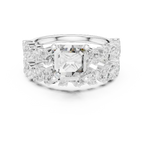Modern 10K Yellow Gold Lab Grown Asscher Cut Two Piece Bridal Ring Set