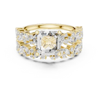 Modern 10K Yellow Gold Lab Grown Asscher Cut Two Piece Bridal Ring Set