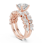 Rose Gold 14K Engagement Ring Set Cushion Moissanite Diamond