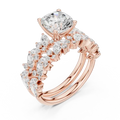 Rose Gold 14K Engagement Ring Set Cushion Moissanite Diamond