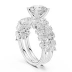 Rose Gold 14K Engagement Ring Set Cushion Moissanite Diamond