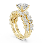 Rose Gold 14K Engagement Ring Set Cushion Moissanite Diamond