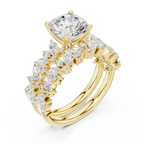 Rose Gold 14K Engagement Ring Set Cushion Moissanite Diamond