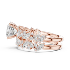 Rose Gold 14K Engagement Ring Set Cushion Moissanite Diamond