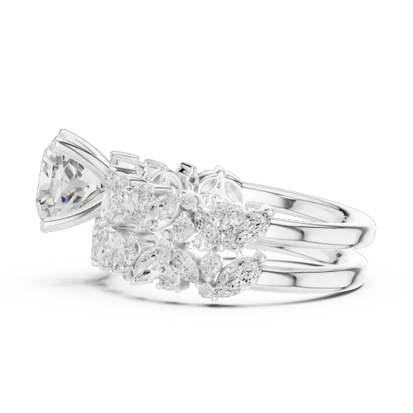 Rose Gold 14K Engagement Ring Set Cushion Moissanite Diamond