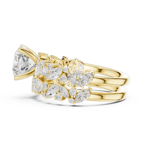 Rose Gold 14K Engagement Ring Set Cushion Moissanite Diamond