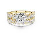 Rose Gold 14K Engagement Ring Set Cushion Moissanite Diamond