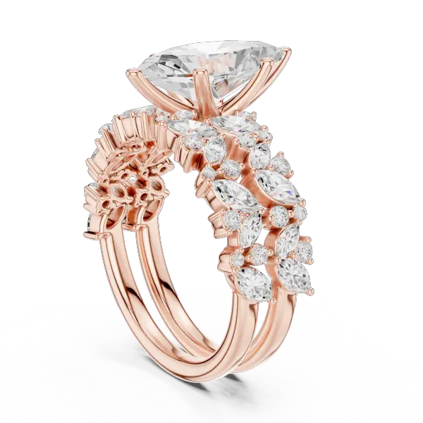 Marquise Diamond Moissanite Engagement Ring 14K Yellow Gold