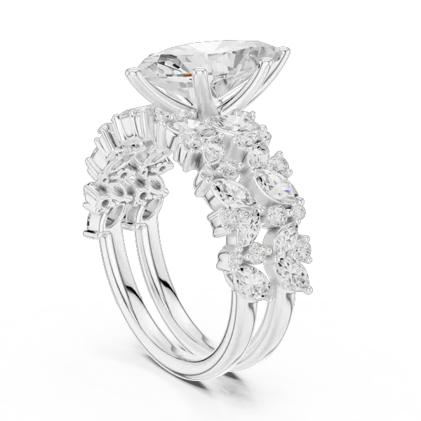 Marquise Diamond Moissanite Engagement Ring 14K Yellow Gold
