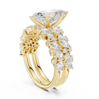Marquise Diamond Moissanite Engagement Ring 14K Yellow Gold