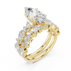 Marquise Diamond Moissanite Engagement Ring 14K Yellow Gold