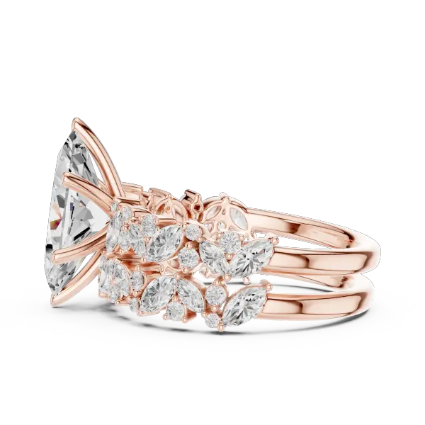 Marquise Diamond Moissanite Engagement Ring 14K Yellow Gold