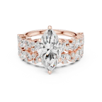 Marquise Diamond Moissanite Engagement Ring 14K Yellow Gold