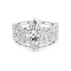 Marquise Diamond Moissanite Engagement Ring 14K Yellow Gold