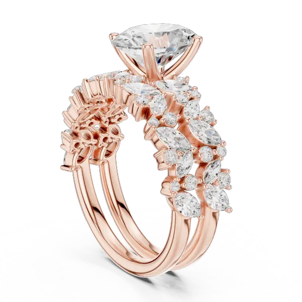 3.70 Ct Oval Lab Grown Diamond Bridal Ring Set 14K Yellow Gold