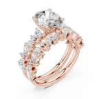 3.70 Ct Oval Lab Grown Diamond Bridal Ring Set 14K Yellow Gold