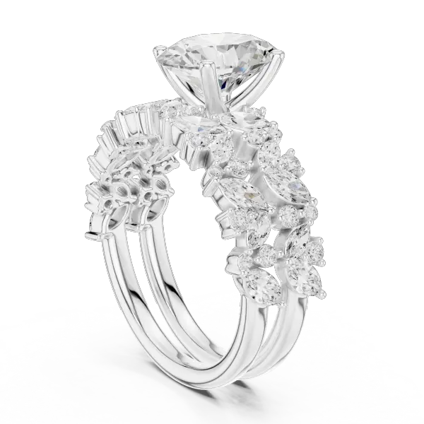 3.70 Ct Oval Lab Grown Diamond Bridal Ring Set 14K Yellow Gold