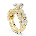 3.70 Ct Oval Lab Grown Diamond Bridal Ring Set 14K Yellow Gold