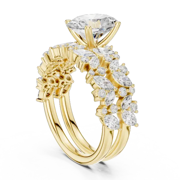 3.70 Ct Oval Lab Grown Diamond Bridal Ring Set 14K Yellow Gold