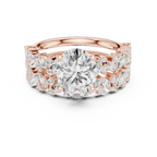 3.70 Ct Oval Lab Grown Diamond Bridal Ring Set 14K Yellow Gold
