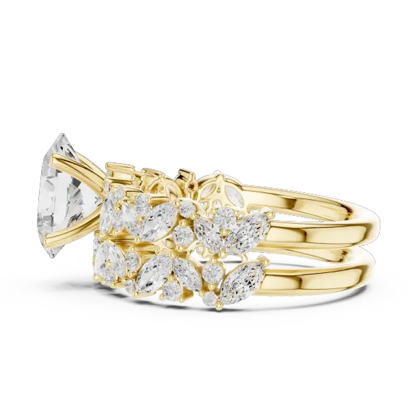 3.70 Ct Oval Lab Grown Diamond Bridal Ring Set 14K Yellow Gold