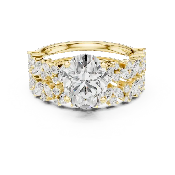 3.70 Ct Oval Lab Grown Diamond Bridal Ring Set 14K Yellow Gold