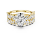 3.70 Ct Oval Lab Grown Diamond Bridal Ring Set 14K Yellow Gold