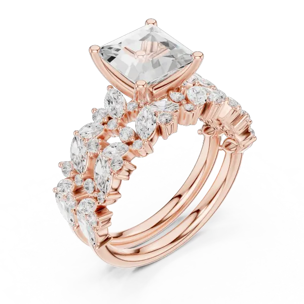 3.70 Ct Moissanite Princess Cut 10K Yellow Gold Diamond Ring