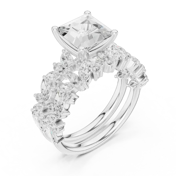 3.70 Ct Moissanite Princess Cut 10K Yellow Gold Diamond Ring