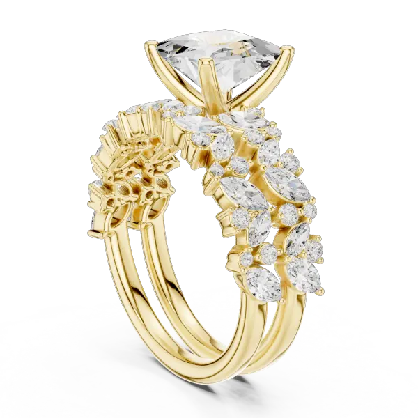 3.70 Ct Moissanite Princess Cut 10K Yellow Gold Diamond Ring