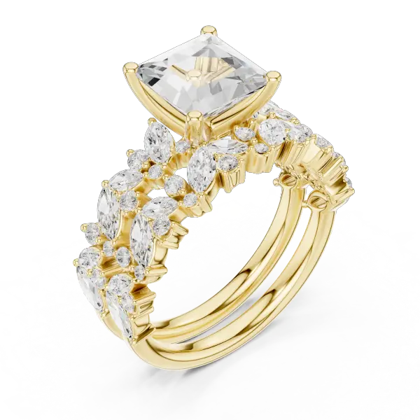 3.70 Ct Moissanite Princess Cut 10K Yellow Gold Diamond Ring
