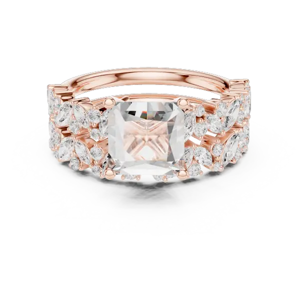 3.70 Ct Moissanite Princess Cut 10K Yellow Gold Diamond Ring