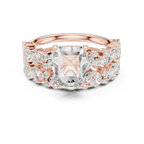 Classic Rose Gold Lab Grown Radiant Diamond Engagement Ring With 10K WhiteGold