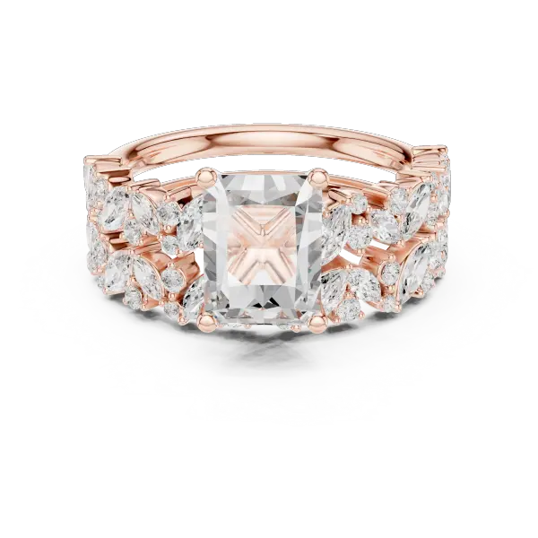 Classic Rose Gold Lab Grown Radiant Diamond Engagement Ring With 10K WhiteGold