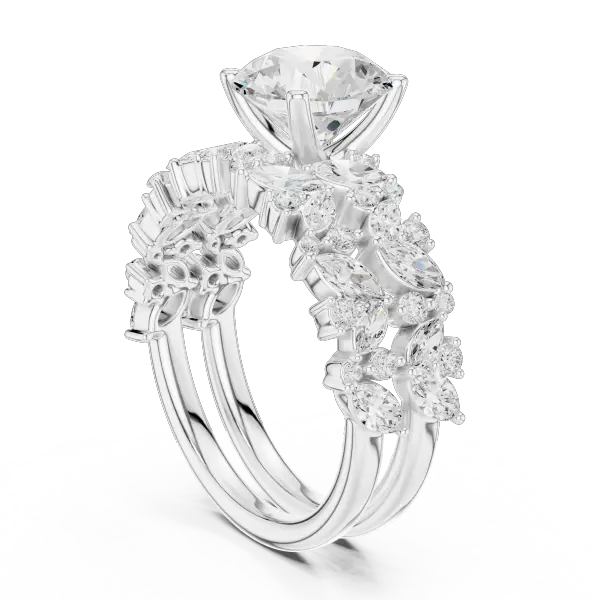 14K White Gold Lab-Grown Diamond Floral Ring