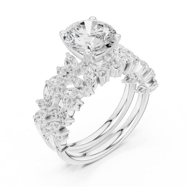 14K White Gold Lab-Grown Diamond Floral Ring