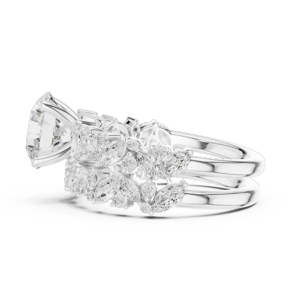 14K White Gold Lab-Grown Diamond Floral Ring