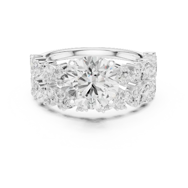 14K White Gold Lab-Grown Diamond Floral Ring
