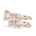 10K White Gold Emerald-Cut Lab Grown Diamond Double-Band Ring