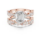10K White Gold Emerald-Cut Lab Grown Diamond Double-Band Ring