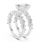10K White Gold Emerald-Cut Lab Grown Diamond Double-Band Ring