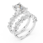 10K White Gold Emerald-Cut Lab Grown Diamond Double-Band Ring
