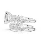 10K White Gold Emerald-Cut Lab Grown Diamond Double-Band Ring