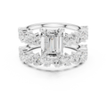 10K White Gold Emerald-Cut Lab Grown Diamond Double-Band Ring