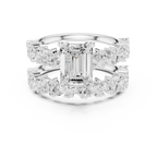 10K White Gold Emerald-Cut Lab Grown Diamond Double-Band Ring