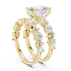 10K White Gold Emerald-Cut Lab Grown Diamond Double-Band Ring